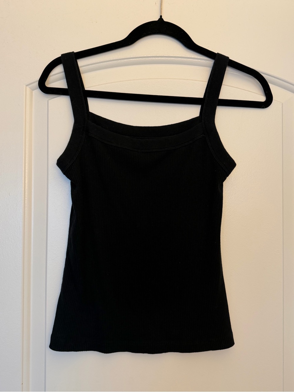 American Eagle Outfitters Black Ribbed Square Neck Tank
